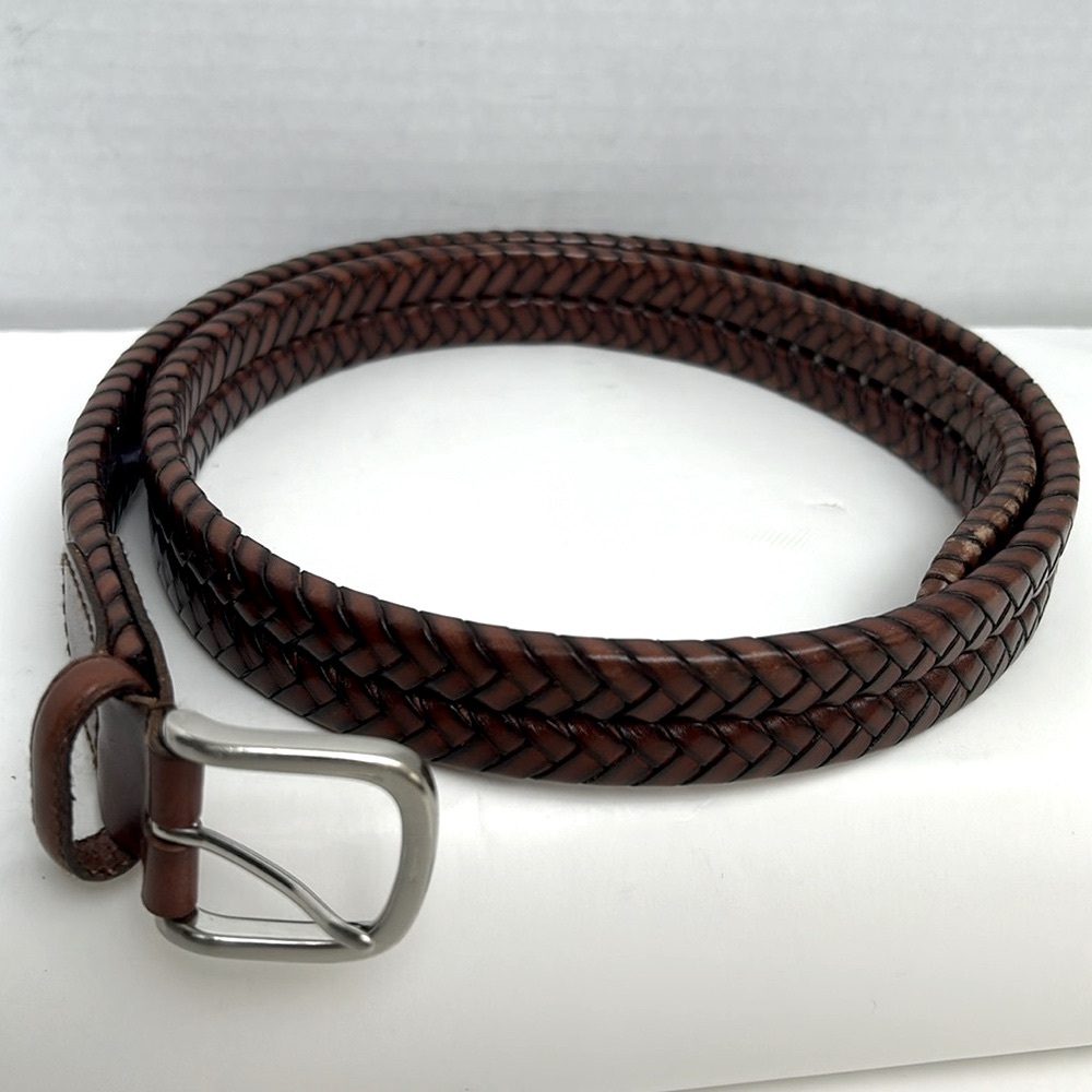 BROOKS BROTHER genuine leather brown woven leather size 40